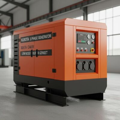 Máy phát điện biến tần chất lượng cao KUBOTA 3 pha Máy phát điện 30kva 24kw Máy phát điện diesel siêu êm Vỏ cách âm và độ ồn thấp